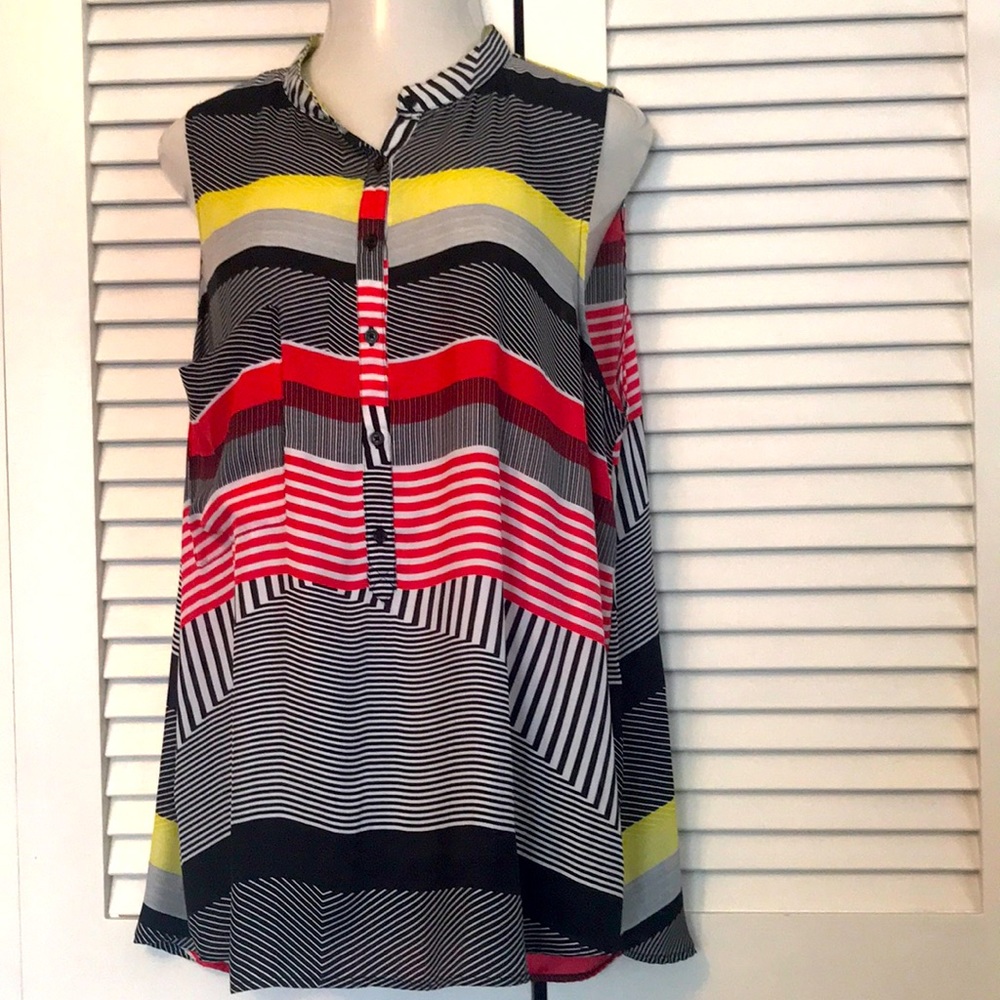 BB Dakota silky sleeveless button down blouse